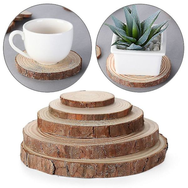 Runde Naturligt Træ Coasters Diy Træ Kop Pad Te Kaffe