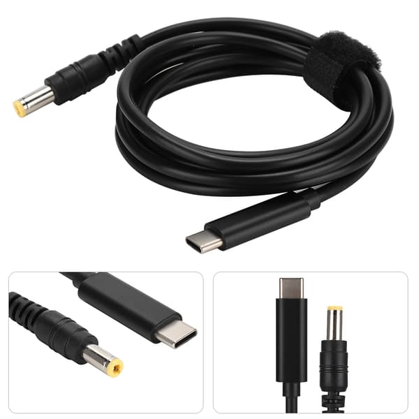 90W 19V 20V TypE C Han til 5,5 mm x 2,5 mm Han Lige Hoved Adapterkabel med PD Chip