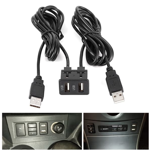 1,5 m Dashboard Kabel Adapter 2 Port Bilmontering Flush Ledning til Lastbil Båd