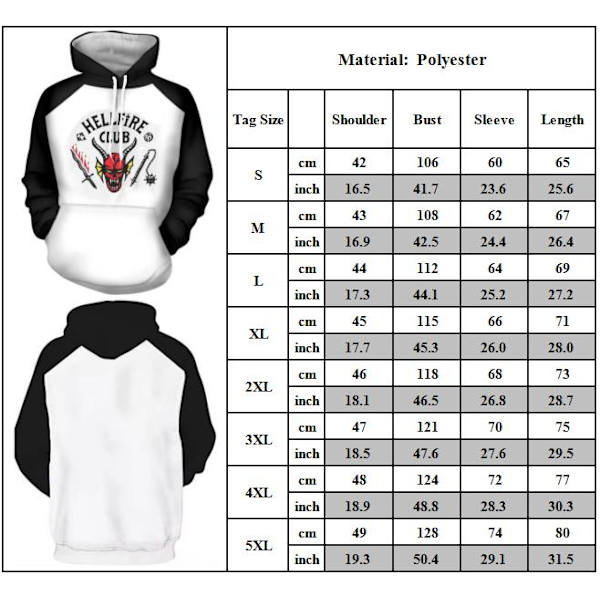 The New Adults Stranger Things Sæson 4 Hellfire Club Hættetrøjer Sweatshirts M