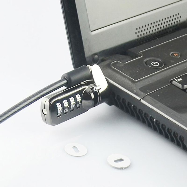 Bærbar bærbar PC-kombinasjonslås Sikkerhetskabel 4-sifret passordbeskyttelse Anti-tyverienhet