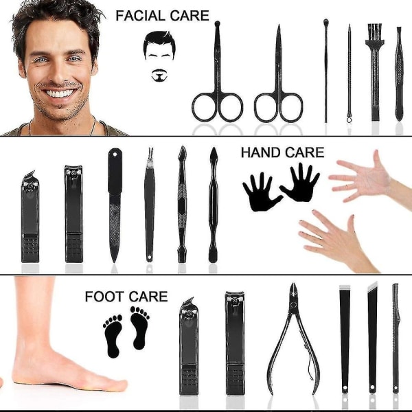 16 i 1 negleklipper Professionel saks i rustfrit stål plejesæt kunst neglebåndsværktøjer Negleklipper manicuresæt