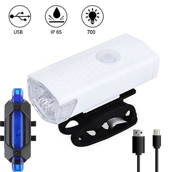 Sykkel Sykkellys Usb Led Oppladbart sett Mtb landeveissykkel Front Bak Frontlykt Lampe Lommelykt Sykkellys Sykkeltilbehør F