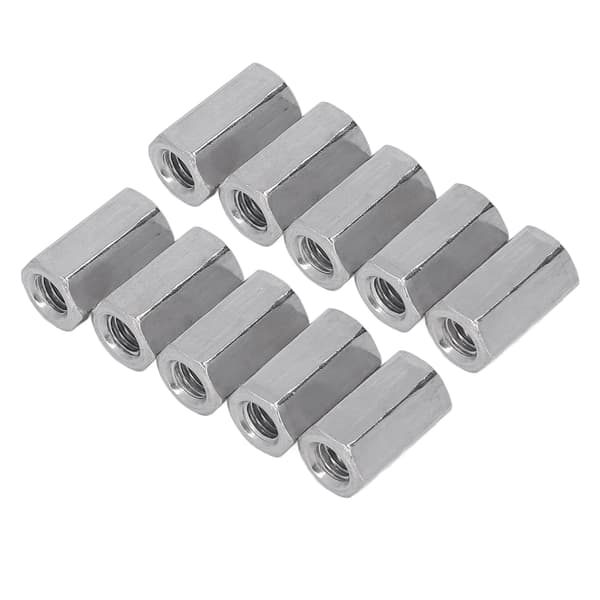 10 stk. M8 304 Rustfrit Stål Hex Koblingsmøtrik Stangforbindelse Fastgørelse Husholdning
