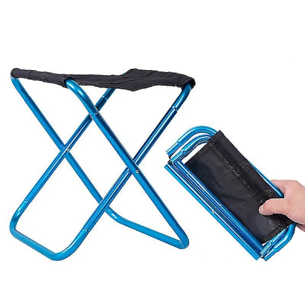 Utomhusfällbar stol Campingpall Bärbar fiskestol Lätt resestol Blue