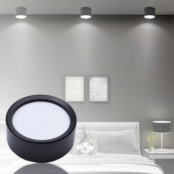 10X Rund overflademonteret LED-downlight loftlamper spotlys 220V loftlamper 4000K 5W sort skal Neutral light 5w