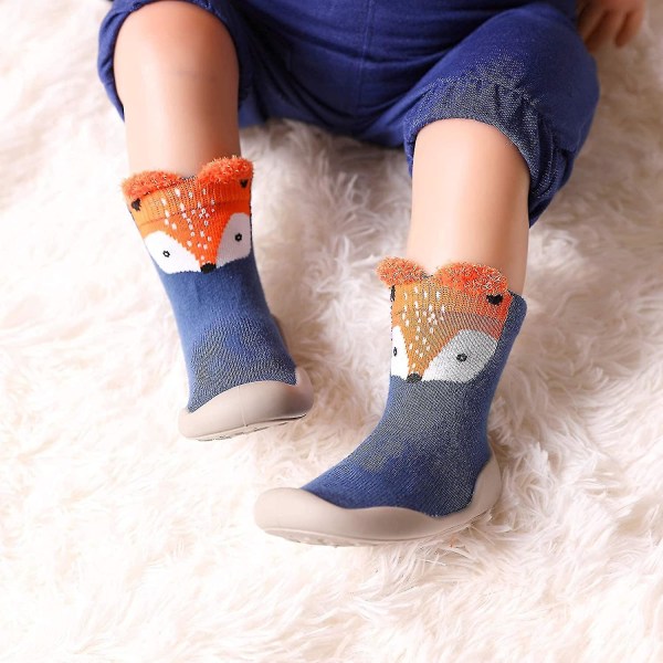 Baby taaperoille liukastumista estävät tohvelit lattia hengittävät paksut talven lämpimät kengät sukat Blue fox 26and27