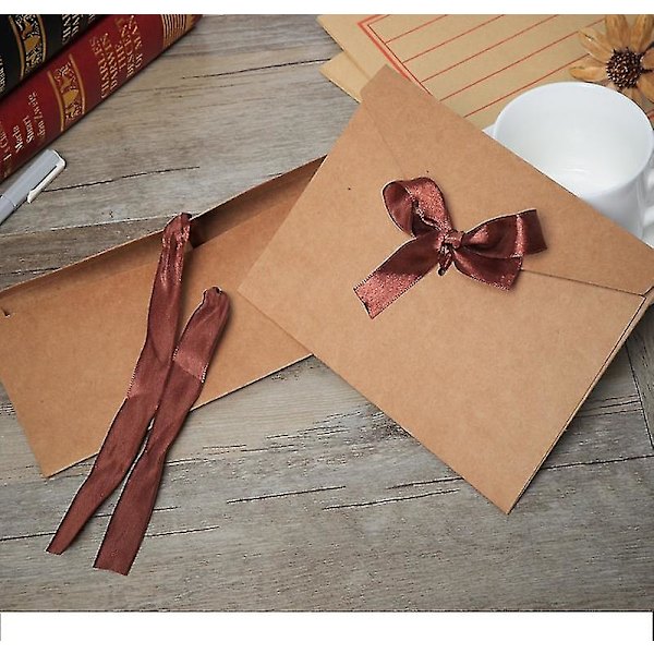 40pcs Kraft Envelopes With Ribbons Retro Vintage Paper Envelop Gift Card