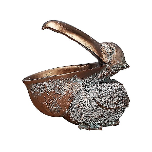 Toucan Key Storage Figurine Pelican Staty Förvaringskorg Djur Fåglar Form Bronze