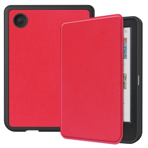 【BQ】Caster Läderfodral för KOBO Clara Colour 2024 / BW Red
