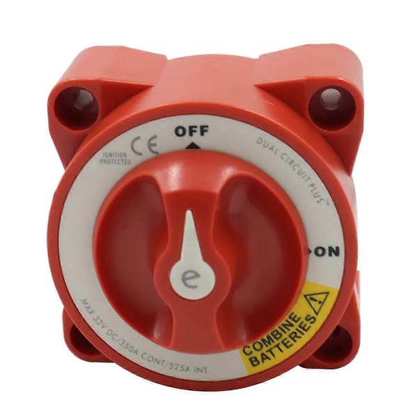 5511E Dual Circuit Plus Batteri Drejekontakt Isolator Afbryder 12V-32V 350 Amp E-Serie til Bil White  Red