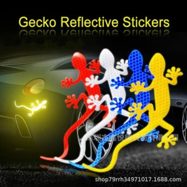 Reflekterande klistermärke Säkerhetsvarningsmärke Reflekterande tejp Auto Exteriör Tillbehör Gecko Reflex Strip Ljusreflektor white