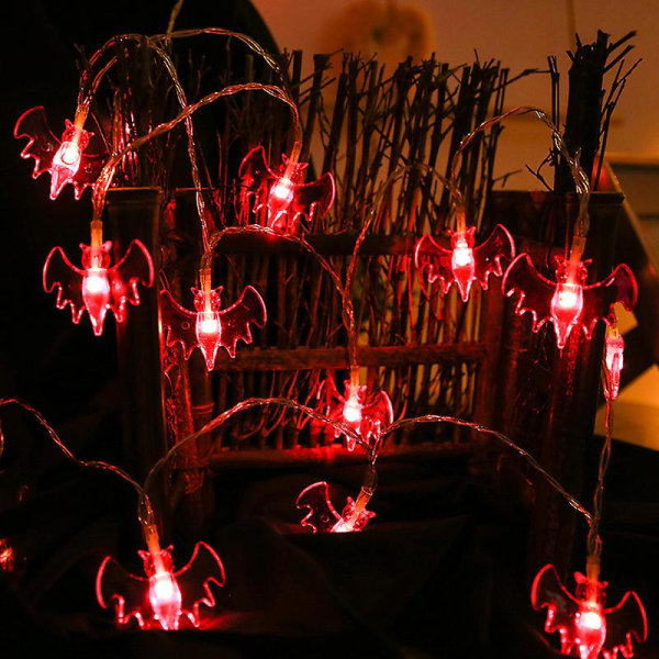 Led Halloween flaggermus Lantern Ghost Hand Light String Solar Batteri Usb Ghost Light String Secret Room Dekoration bat white 60