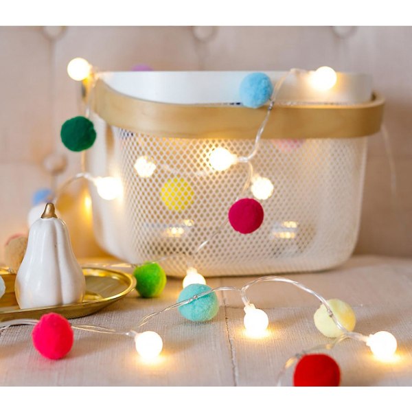 Batteridrivna Led String Lights, Globe Pompoms Bollar Jul Inomhus (rosa) Färgglada Colorful