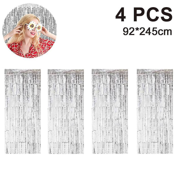 4 Pack Verhot Fringe Shimmer Curtain Door Decoration