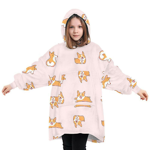 Barntryckt överdimensionerad jätte stor huvtröja filt huvtröja i fleece Pattern 8