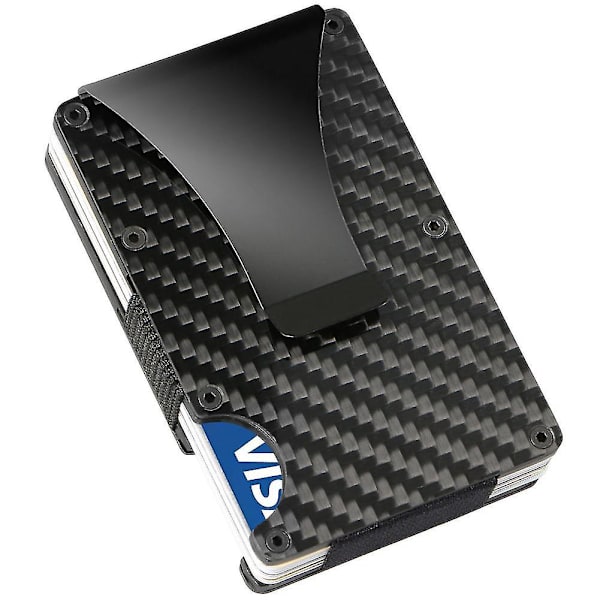 Slim Carbon Fiber Kreditkortshållare Rfid Non-scan Metallplånbok Pengar Clip Portse Carbon Fiber