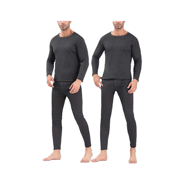 Underkläder Inner Fleece Set Extra Varm Tjock Andas Mjuk-Mörkgrå Storlek L