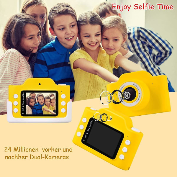 Kamera med Protect Bag-fargeskjerm og 24 megapikslers doble kameraer Yellow