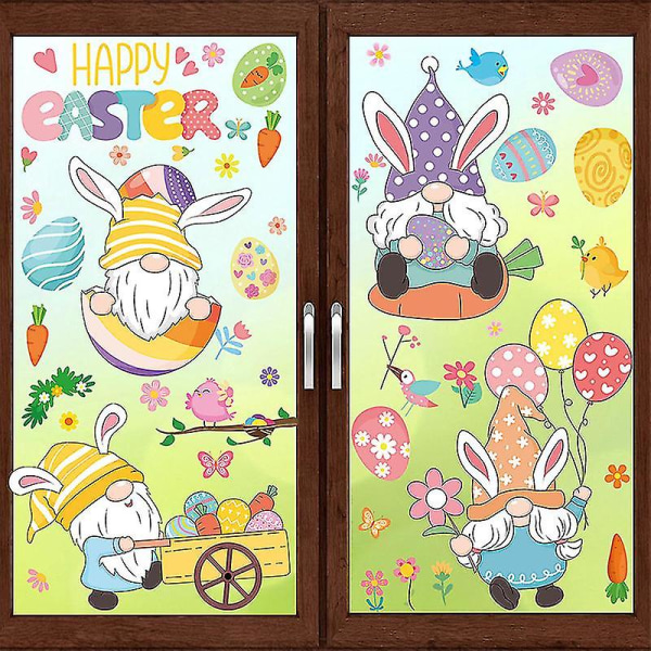 Easter Window Stickers, Easter Decorations 9 Sheets Easter Bunny Window Clings Pvc Static Stickers B