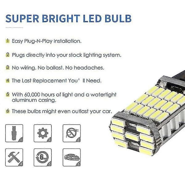 2x Canbus T16 T15 921 W16W LED-peruutusvalopolttimot