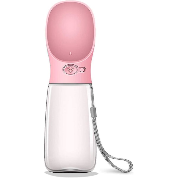 Hundvattenflaska för promenader, 2,76" stor tråg läckagesäker bärbar liten sällskapsdjursvattenflaska för kattvalp, valp Säker och hållbar icke-bpa-resehund att dricka pink 550ml