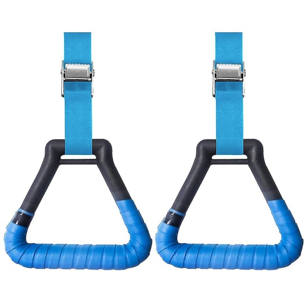 2 st Gymringar Gymnastikringar, Triangulära Pull-up Ringband Blue