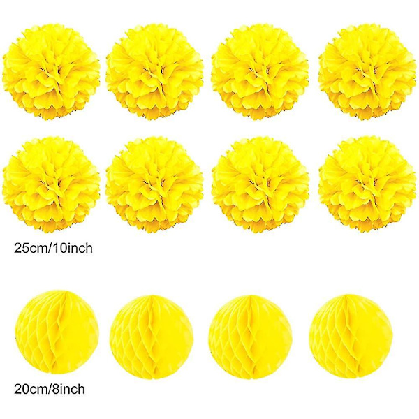 Hängande set, silkespapper Pom Poms Blomfläkt och honeycomb bollar