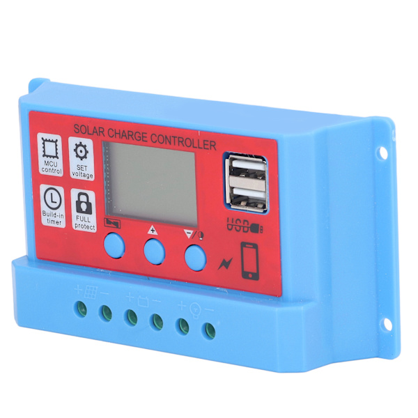 12V 24V Solpanel Laddningsregulator 3-stegs PWM LCD-display 30A