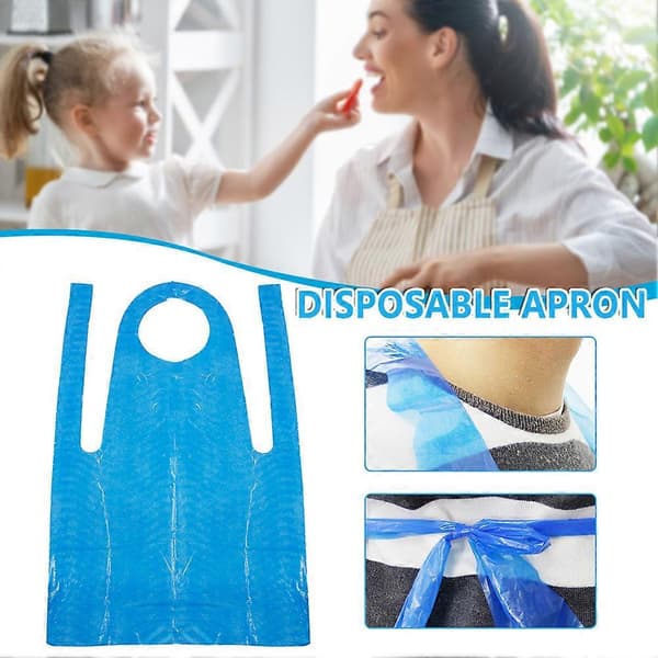 【BQ】Kjøkken fortykket plastforkle Lett justerbart forkle Praktisk bærbart sliteforkle for matlaging Blue 96*60cm