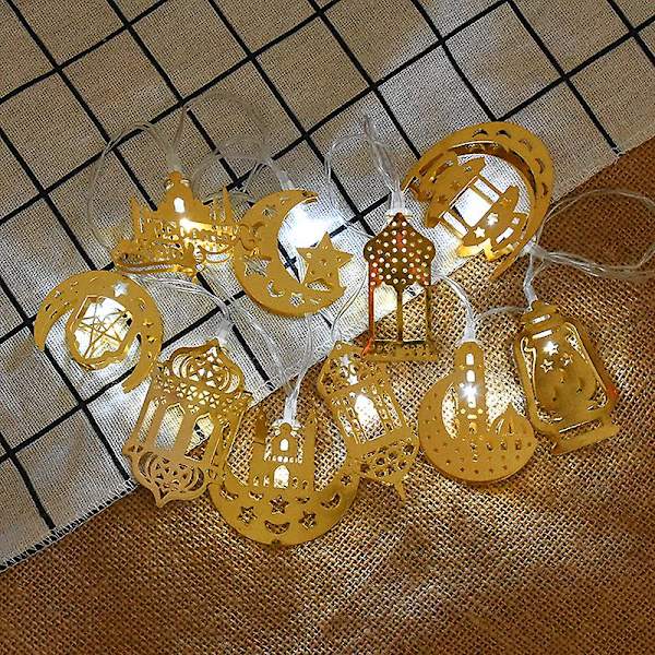 Ramadan Dekoration Moon Star Led Lantern String Lights Eid Mubarak Ramadan Kareem Dekor för hemmet Al-fitr Eid festtillbehör 2