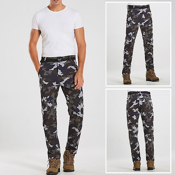 Herr Vattentät Utomhus Vinter Thermal Byxor Vindtäta Byxor För Vandring Skidåkning Camouflage grey M