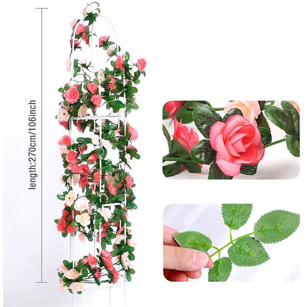 5 st 2,5 m konstgjorda falska rosenkransar hängande sidenblommor konstgjorda blomsterkransar (rosa) Pink