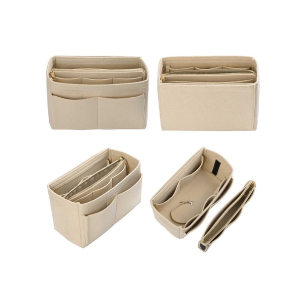 Filt Bag Organizer Håndveske Insert Liner Tote Beige-M