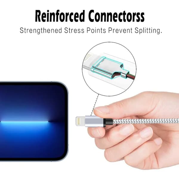 【BQ】2-pack Ultra Lång Snabb Laddnings USB-kabel för iPhone 14 8 7 Plus 13 12 11 Pro Max XS XR 3A USB Laddningskabel Dataflätad Kabel 2ST 2PCS 2PCS 3m