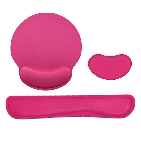 Memory Foam Keyboard Wrist Rest Mouse Pad Mouse Wrist Rest Support Set Rose Red