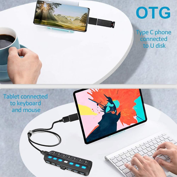 USB -keskitin Active 3.0 7-porttinen USB -datakeskitin lataamiseen ja tiedonsiirtoon