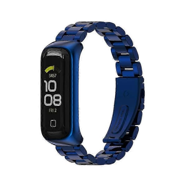 【BQ】Udskiftning af urrem i rustfrit stål til Galaxy Fit 2 - Holdbar metalrem Blue