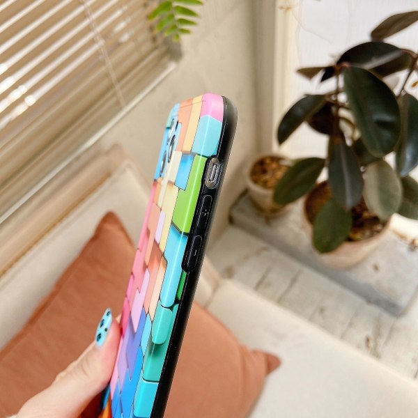 Fargerikt 3d-blokkdeksel til Iphone 12 Mini 11 Pro Max Stilig Creative Se 2020 7 8 Plus X Xr Xs mykt silikondeksel iPhone11 iPhone11