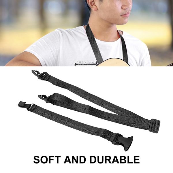 Justerbar Ukulele Stropp Nylon Krok Svart