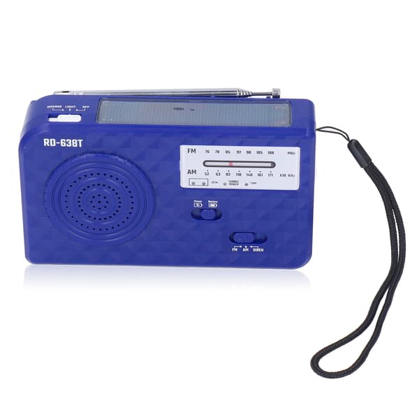Håndsveiv Solcelle Radio Multifunksjonell Camping Lommelykt USB Lading Nødradio Blå
