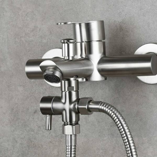 【BQ】Solid Mässing 3-vägsventil G1/2 Handduschkomponenter Universell Montering, Borstad Nickel DSF007NA