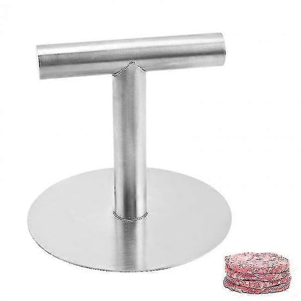 1 stk. burgerpresser i rustfrit stål, rund burger-smasher, dumpling-form, presser, stegepladetilbehør, grillpresser til stegeplade