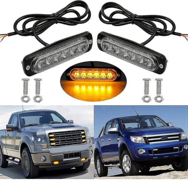 Advarselslys, 8 stk. 6 LED gule blinkende lys, 12/24V advarselslys til bil