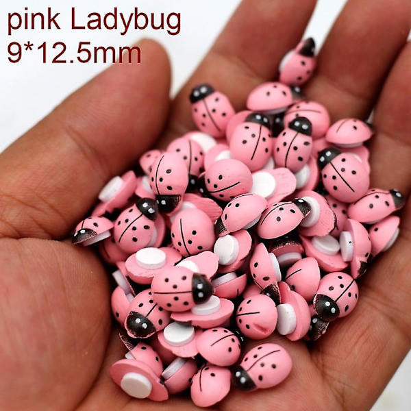 100 kpl Mini Wood Bee Leppäkerttu Värikäs Liimalla Koti Jääkaappi Seinäkoristeet Tee itsetehdyt lasten lahjajuhlatarvikkeet pink ladybug