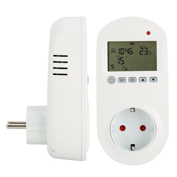 16A Plug-in Programmerbar Termostat Elektrisk Varme Temperaturregulator EU 230V