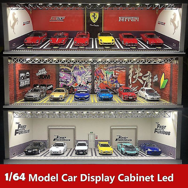 Hhcx-display Cabinet Bright Scene Carport Led Light Jdm Nissan Nismo For Scale 1:64 For Model Car Diorama Garage Lbwk Lambo JDM scene