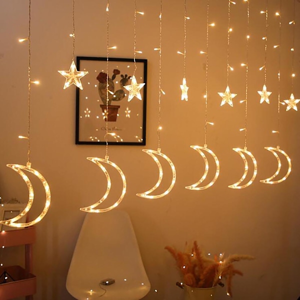 Ramadan Star LED-lampa String Light Dekoration Gardin Light Bröllop Neon Multicolor