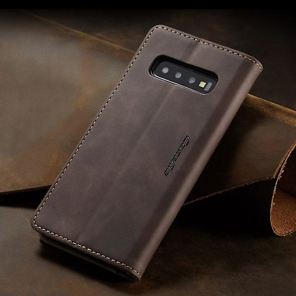 Galaxy S10 Plus Case, Retro Pu Läder Tpu Case [kortplatser] [magnetisk stängning] Flip Stand Case Cover för Samsung Galaxy S10 Plus