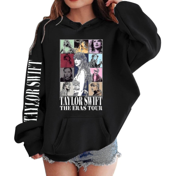 Luvtröjor för flickor 1989 Casual Taylor-tröja Barn Pojkar Swifts Pullover Konsertdräkt med huva för 4-14 år 01 black 10 to 11 Years